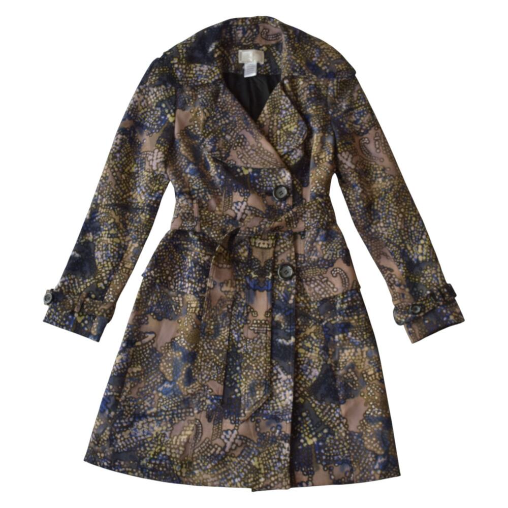 Alberto Makali Abstract Print Belted Trench Coat Size 4
